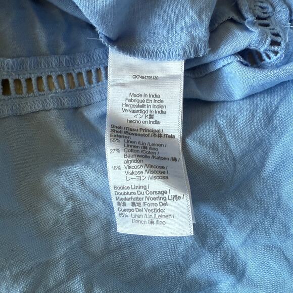 madewell sweetheart midi dress in linen-cotton blend powder blue np116 size 0 - Picture 7 of 8